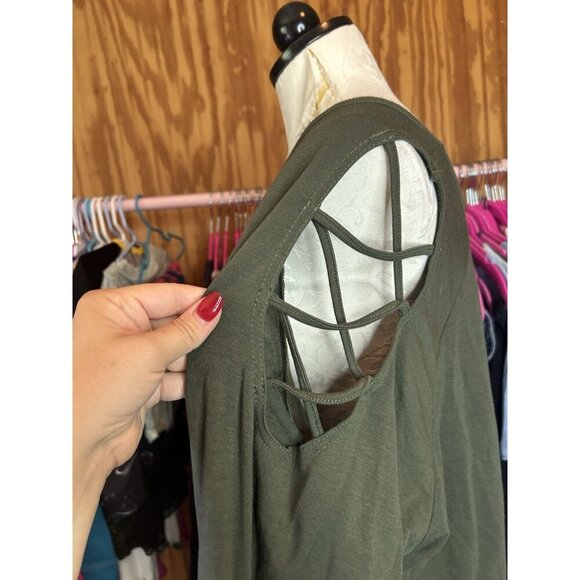 Torrid Olive Lattice Long Sleeve Sweatshirt Green Knit Size 3 (3X) Warm - Picture 5 of 8